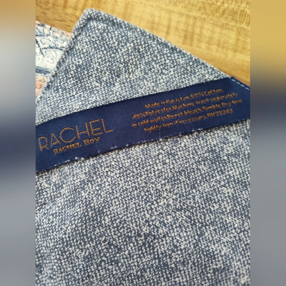 Rachel Roy Set Of 4 Paisley Blue-toned Cloth Placemats 18